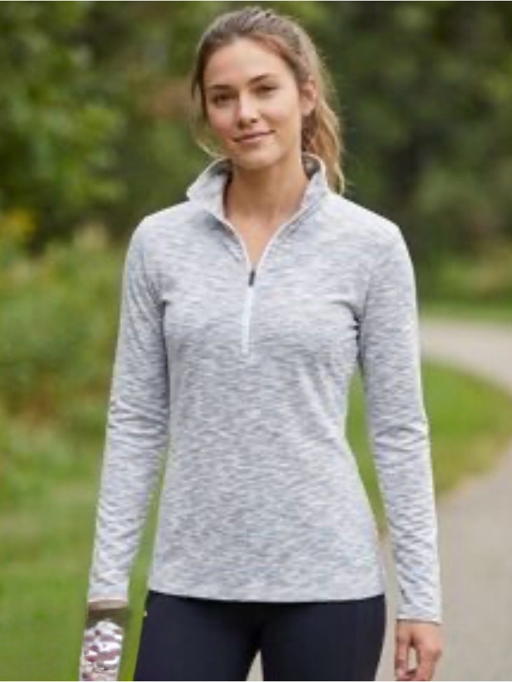 Columbia Women's Heather Light Gray Quarter-Zip Pullover